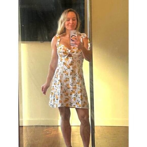 Reformation Dresses & Skirts - Reformation Pearson Linen Mini Dress Citron Lemon Print Size 6